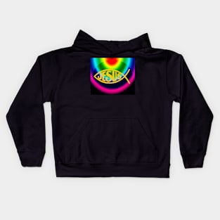 JESUS RAINBOW FISH ICHTHYS Kids Hoodie